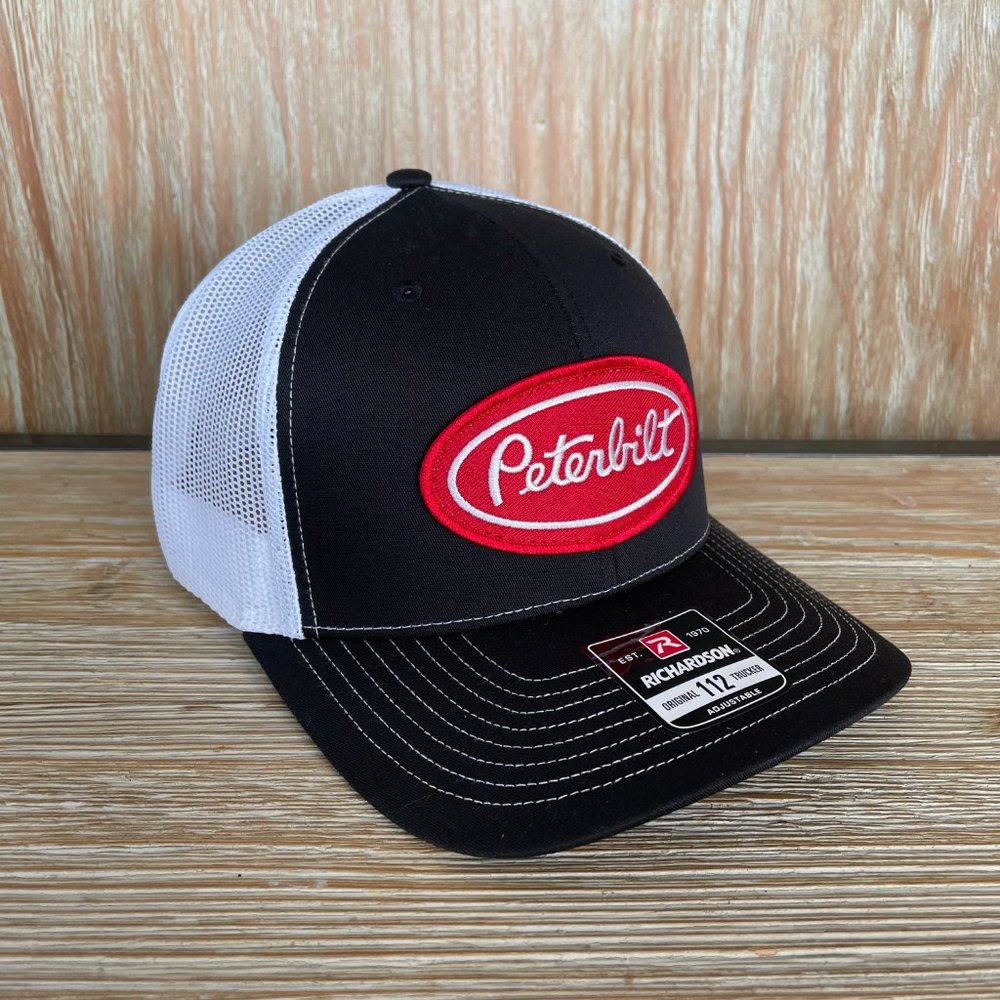 Peterbilt Vintage Patch Hat - Richardson 112 Black & White Trucker Cap - Picture 4 of 11